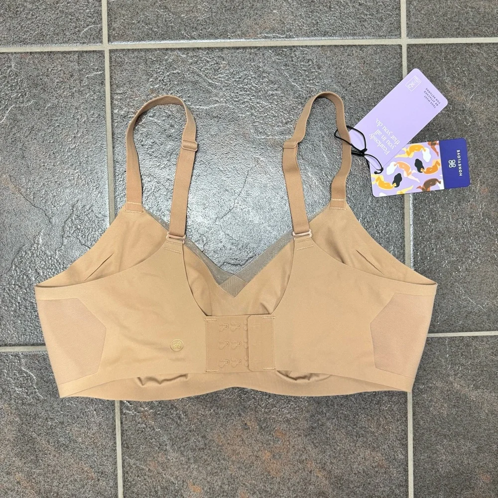 NEW Honeylove CrossOver Bra Sand Tan Large L NWT